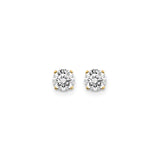 14k Yellow Gold Solitaire Stud Earrings with Round Cut Diamond in Four Prong Setting