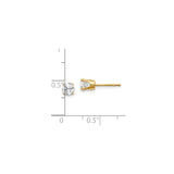 14k Yellow Gold Solitaire Stud Earrings with Round Cut Diamond in Four Prong Setting