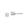 14k White Gold Stud Earrings with Round Cut Cubic Zirconia in Classic Four Prong Setting