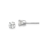 14k White Gold Stud Earrings with Round Cut Cubic Zirconia in Classic Four Prong Setting