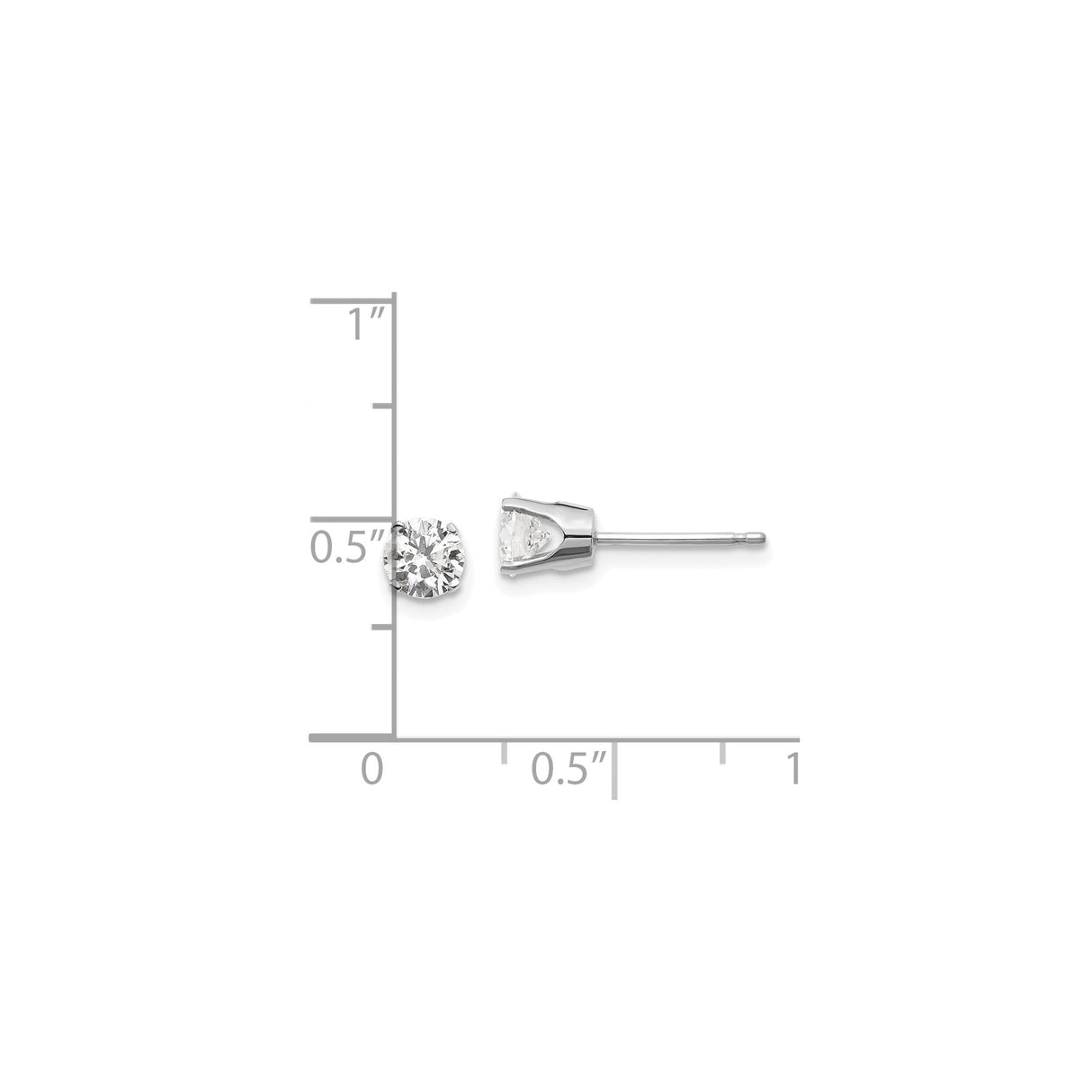 14k White Gold Stud Earrings with Round Cut Diamond, Classic Prong Setting Jewelry