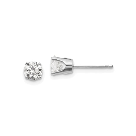 14k White Gold Stud Earrings with Round Cut Diamond, Classic Prong Setting Jewelry
