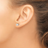 14k White Gold Diamond Stud Earrings, Four Prong Solitaire Setting for Women