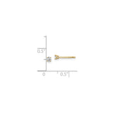 14k Yellow Gold Stud Earrings, Round Cut Cubic Zirconia Solitaire, Minimalist Dainty Style
