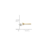 14k Yellow Gold Solitaire Stud Earrings with Round Cut Diamond, Classic Minimalist Design