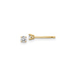 14k Yellow Gold Solitaire Stud Earrings with Round Cut Diamond, Classic Minimalist Design