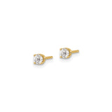14k Yellow Gold Stud Earrings with Round Cut Diamond, Classic Solitaire Design