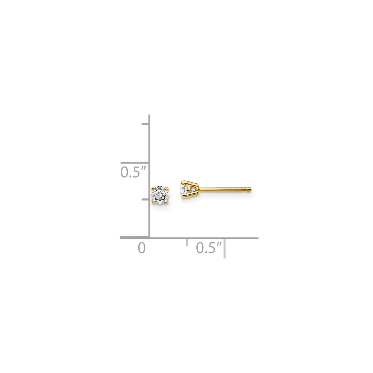 14k Yellow Gold Stud Earrings with Round Cut Diamond, Classic Solitaire Design