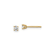 14k Yellow Gold Stud Earrings with Round Cut Diamond, Classic Solitaire Design