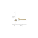 14k Yellow Gold Solitaire Stud Earrings with Round Cut Diamond in Four Prong Setting