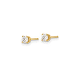 14k Yellow Gold Solitaire Stud Earrings with Round Cut Diamond in Four Prong Setting