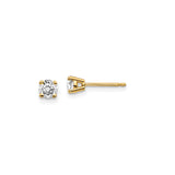 14k Yellow Gold Solitaire Stud Earrings with Round Cut Diamond in Four Prong Setting