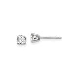 14k White Gold Diamond Solitaire Stud Earrings, Round Cut Prong Setting, Classic Minimalist Style