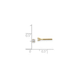 14k Yellow Gold Solitaire Stud Earrings with Round Cut Diamond, Four Prong Setting, Minimalist Design