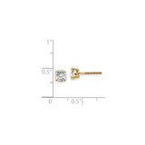 14k Yellow Gold Diamond Stud Earrings, Four Prong Solitaire with Screw Back