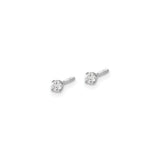 14k White Gold Diamond Stud Earrings, Round Solitaire Four Prong Setting with Screw Back