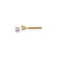 14k Yellow Gold Stud Earrings with Round Cut Diamond, Four Prong Setting, Screw Back