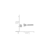 14k White Gold Diamond Stud Earrings, Round Cut Solitaire, Four-Prong Setting, Screw Back