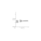14k White Gold Solitaire Stud Earrings with Diamonds, Prong Set, Screw Back