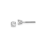 14k White Gold Diamond Stud Earrings, Classic Solitaire with Screw Back for Women