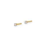 14k Yellow Gold Solitaire Stud Earring with Round Cut Diamond, Screw Back, Unisex Classic Design