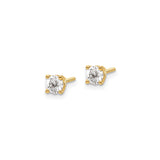 14k Yellow Gold Stud Earrings with Cubic Zirconia, Classic Four-Prong Setting
