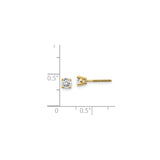 14k Yellow Gold Stud Earrings with Cubic Zirconia, Classic Four-Prong Setting