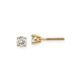 14k Yellow Gold Solitaire Diamond Stud Earrings with Screw Back, Prong Set, Minimalist Design