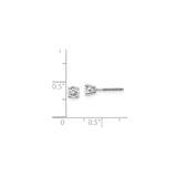 14k White Gold Solitaire Stud Earrings with Round-Cut Diamond in Four-Prong Setting, Screw Back