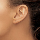14k White Gold Diamond Stud Earring, Round Cut Solitaire, Four Prong, Screw Back, Classic Style