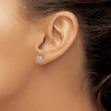 14k White Gold Stud Earrings with Diamond, Round Cut Solitaire in Four Prong Setting