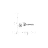 14k White Gold Diamond Solitaire Stud Earrings, Four Prong Setting, Screw Back