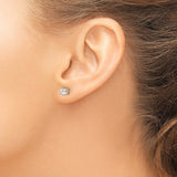 14k Yellow Gold Solitaire Stud Earrings with Round Cut Diamond, Polished Finish