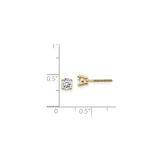 14k Yellow Gold Solitaire Stud Earrings with Round Cut Diamond, Polished Finish