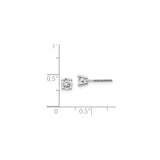 14k White Gold Stud Earrings with Round Cut Diamond in Four-Prong Solitaire Setting