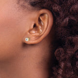 14k Yellow Gold Stud Earrings with Screw Back, Round Cubic Zirconia Solitaire