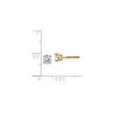 14k Yellow Gold Stud Earrings with Screw Back, Round Cubic Zirconia Solitaire