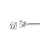 14k White Gold Solitaire Diamond Stud Earrings, Four-Prong Screw-Back Minimalist Design