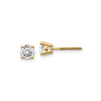 14k Yellow Gold Stud Earrings with Screw Back, Round Cubic Zirconia Solitaire