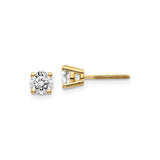 14k Yellow Gold Solitaire Stud Earrings with Round Diamond in Four-Prong Setting
