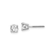 14k White Gold Diamond Solitaire Stud Earrings, Screw Back, Four Prong Setting, Minimalist Style