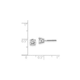 14k White Gold Solitaire Stud Earrings with Round Diamond in Four Prong Setting