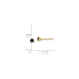 14k Yellow Gold Stud Earrings with Black Diamonds, Three-Prong Minimalist Design