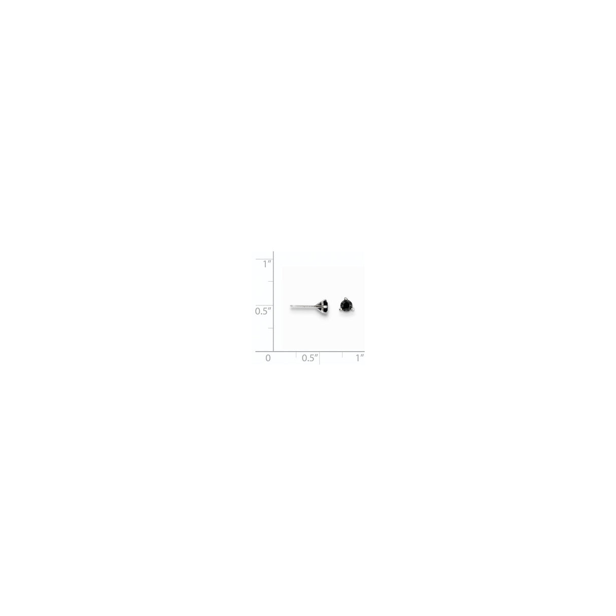 14k White Gold Stud Earrings with Round Black Diamonds, Three-Prong Minimalist Design
