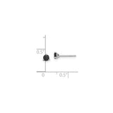14k White Gold Stud Earrings with Round Black Diamonds, Prong Set Minimalist Design