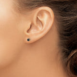 14k Yellow Gold Stud Earrings with Black Diamond, Round Cut Minimalist Design for Women