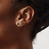 14k Yellow Gold Stud Earrings with Round Black Diamond in Three Prong Setting