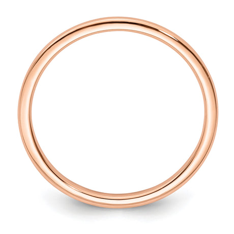 14k Rose Gold Domed wedding band ring alternate angle