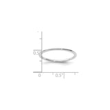 14k White Gold Domed wedding band ring shown for scale