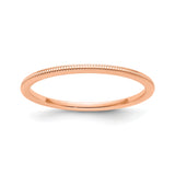 14k Rose Gold Milgrain wedding band ring